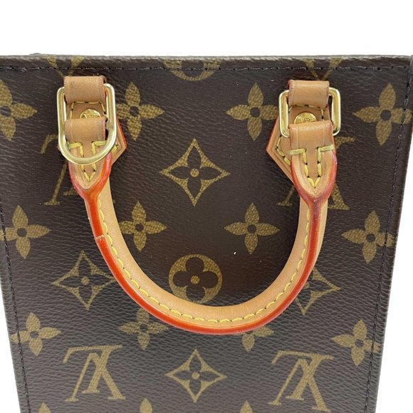 LOUIS VUITTON - LV Monogram Petit Sac Plat - Brown Canvas Top Handle w/ Strap - Picture 7 of 12